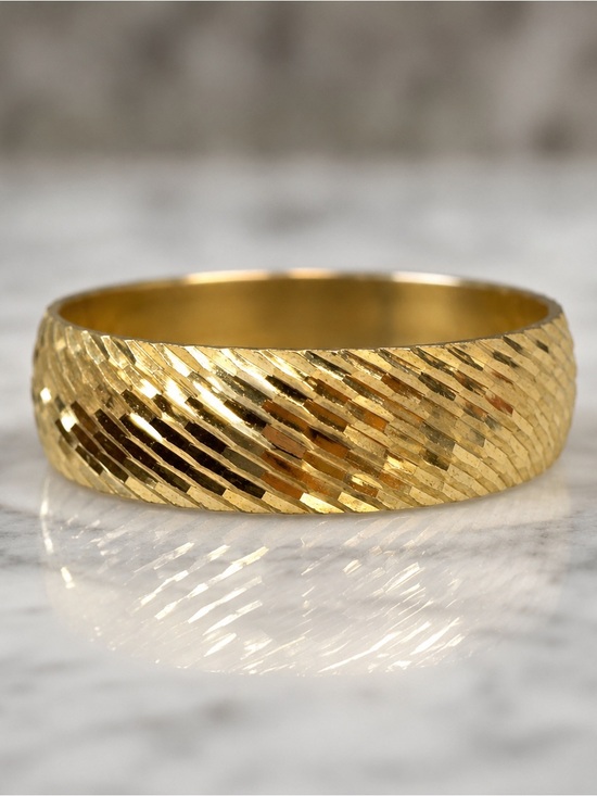 Other - Vintage Brass Wedding Band Ring Size 10 Textured Diamond-Cut Wide Band